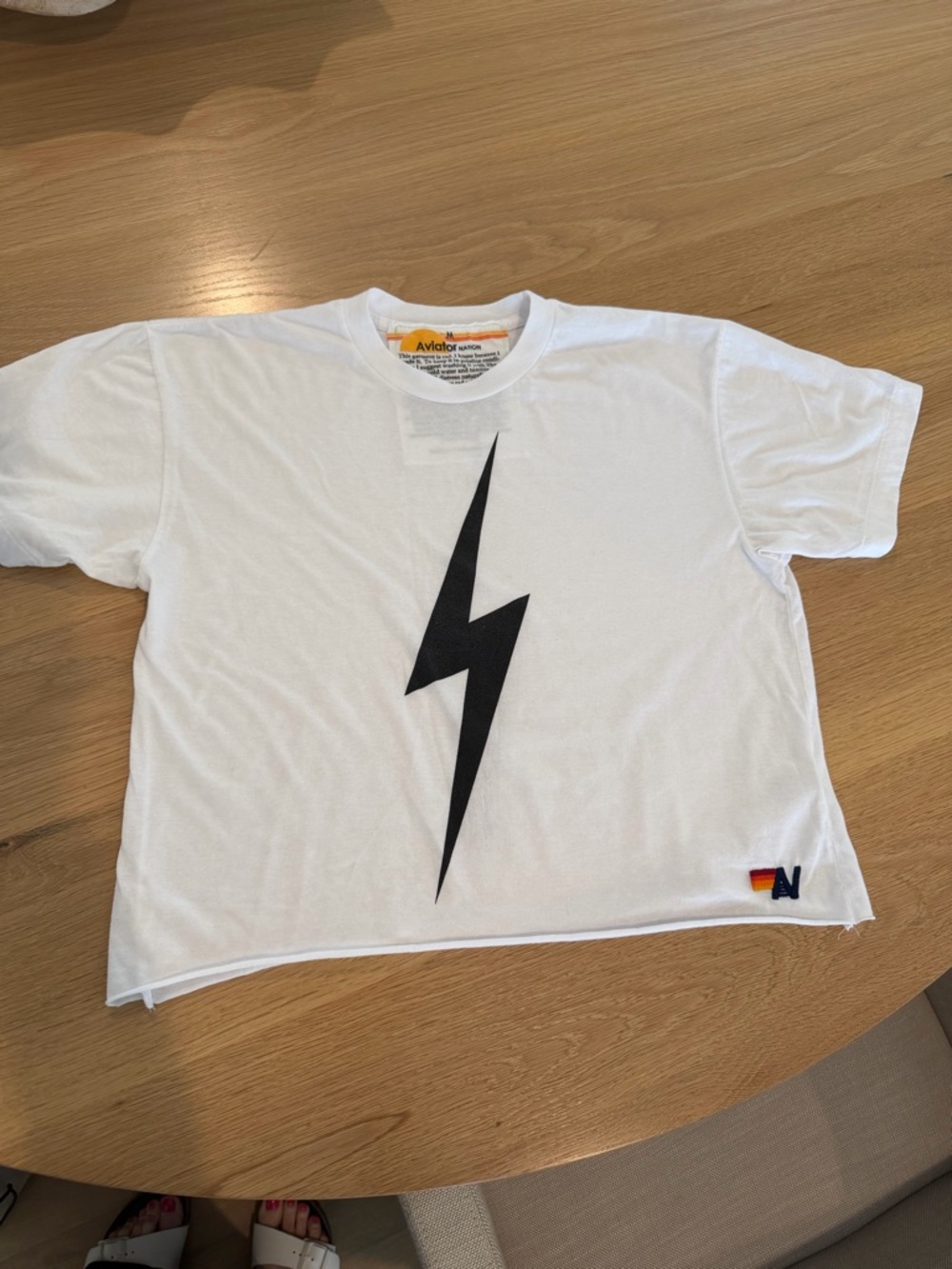 Aviator Nation Bolt Boyfriend Tee with Black Lightning Bolt